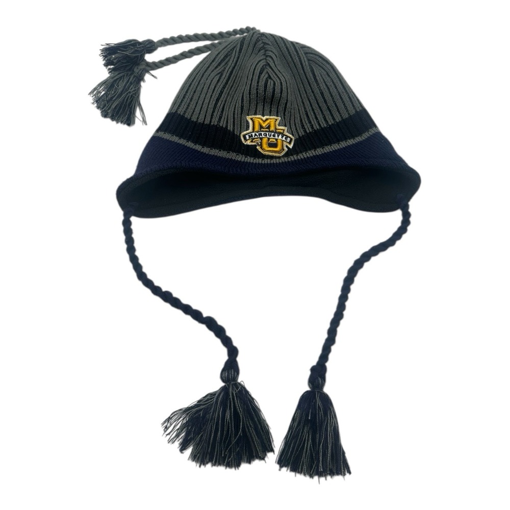 New Era Marquette Golden Eagles Hat Cap Knit Winter Fleece Lined Tassel OSFM